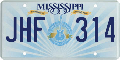 MS license plate JHF314