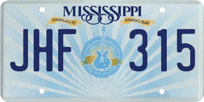 MS license plate JHF315
