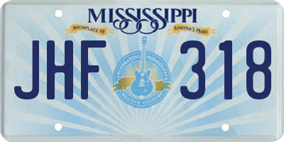 MS license plate JHF318