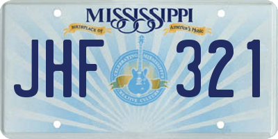 MS license plate JHF321