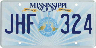 MS license plate JHF324
