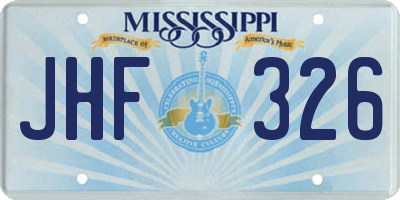 MS license plate JHF326