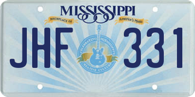 MS license plate JHF331