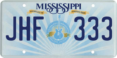 MS license plate JHF333