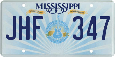MS license plate JHF347