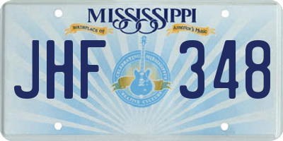 MS license plate JHF348