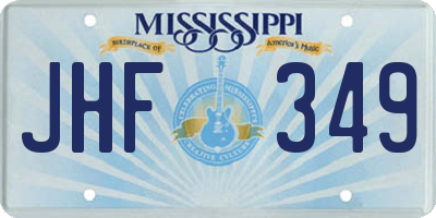 MS license plate JHF349