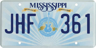 MS license plate JHF361