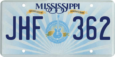 MS license plate JHF362