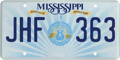 MS license plate JHF363
