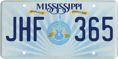 MS license plate JHF365