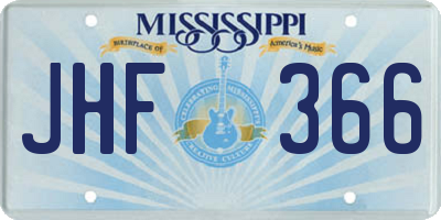 MS license plate JHF366