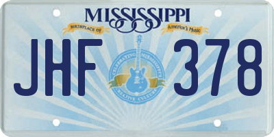 MS license plate JHF378