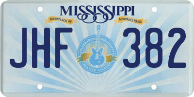 MS license plate JHF382