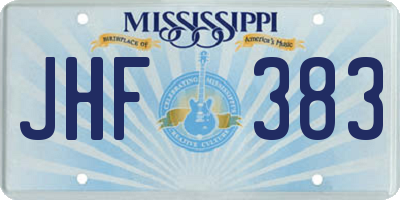 MS license plate JHF383