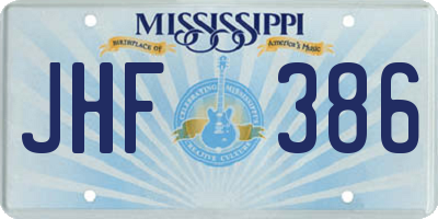 MS license plate JHF386