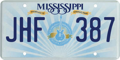 MS license plate JHF387