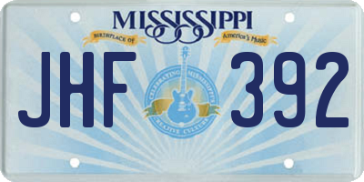 MS license plate JHF392