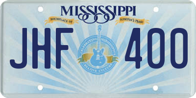 MS license plate JHF400