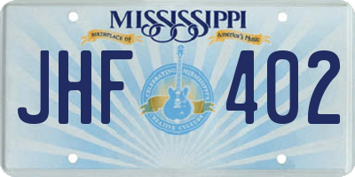 MS license plate JHF402