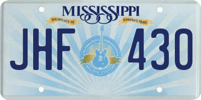 MS license plate JHF430