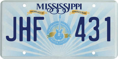 MS license plate JHF431