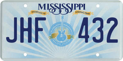 MS license plate JHF432
