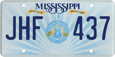 MS license plate JHF437