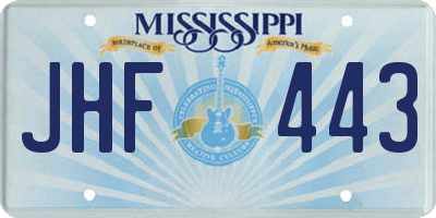 MS license plate JHF443