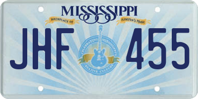 MS license plate JHF455