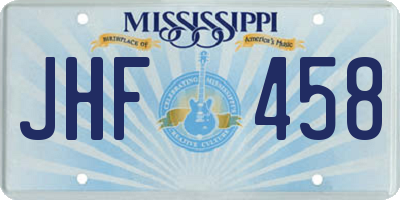 MS license plate JHF458