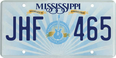 MS license plate JHF465