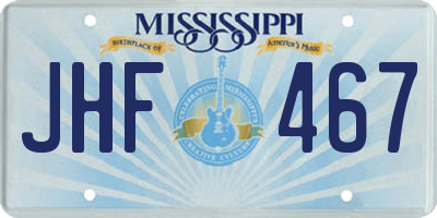 MS license plate JHF467