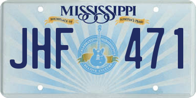 MS license plate JHF471