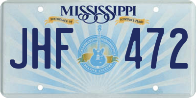 MS license plate JHF472