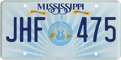 MS license plate JHF475