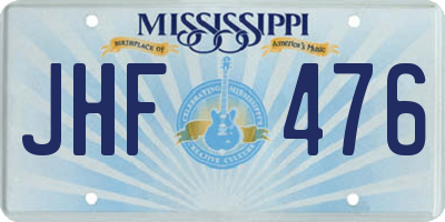 MS license plate JHF476