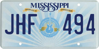 MS license plate JHF494