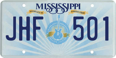 MS license plate JHF501