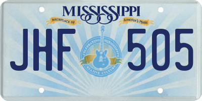 MS license plate JHF505