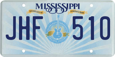MS license plate JHF510