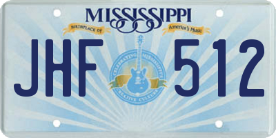 MS license plate JHF512