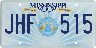 MS license plate JHF515