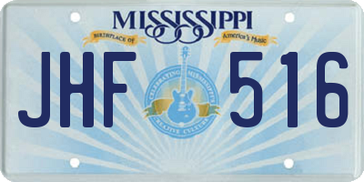 MS license plate JHF516