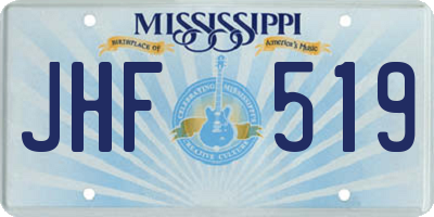 MS license plate JHF519