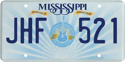MS license plate JHF521