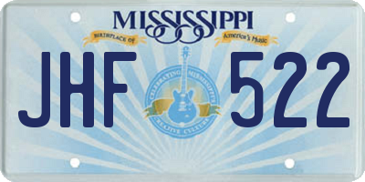 MS license plate JHF522