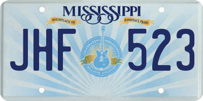 MS license plate JHF523