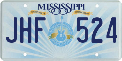 MS license plate JHF524
