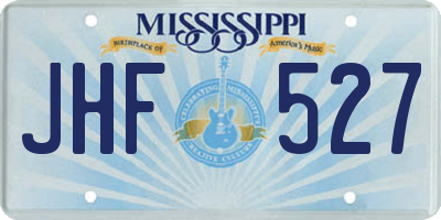 MS license plate JHF527
